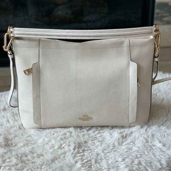NWT Coach Scout hobo pebbled leather shoulder crossbody chalk - Picture 13 of 16